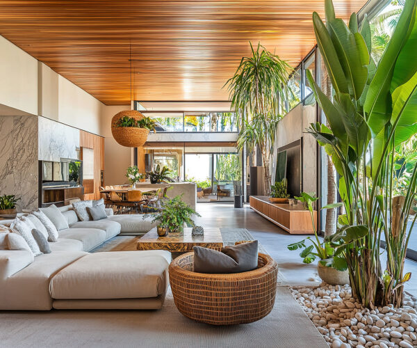 Luxury Biophilic Living Room Interior Design