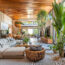 Biophilic Luxury Living Room with Lush Green Details