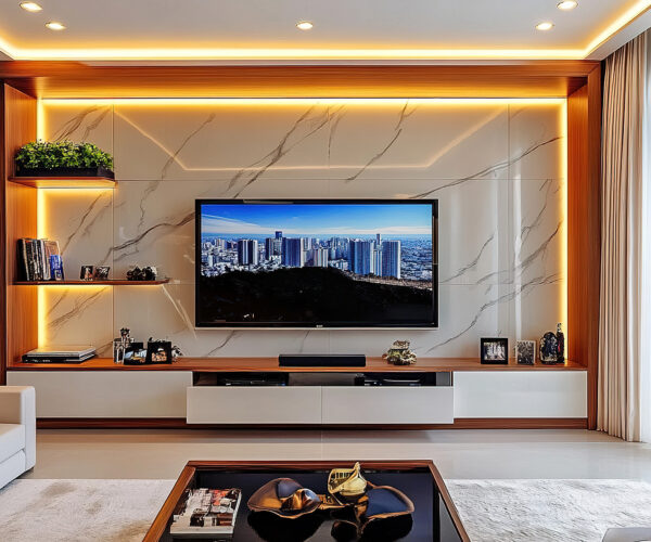 Custom Built-in TV Backdrop of Living Room