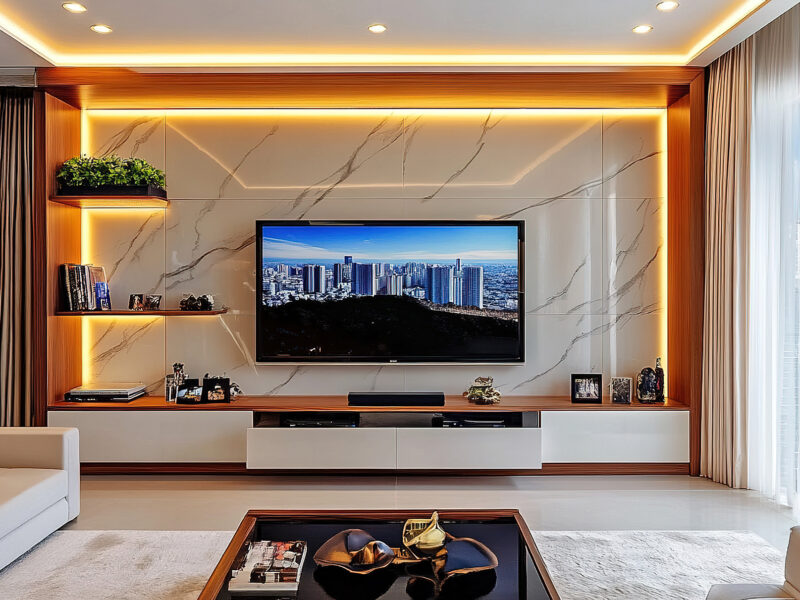 Custom Built-in TV Backdrop of Living Room