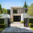 Front of Contemporary House Design with Trimmed Hedge Garden