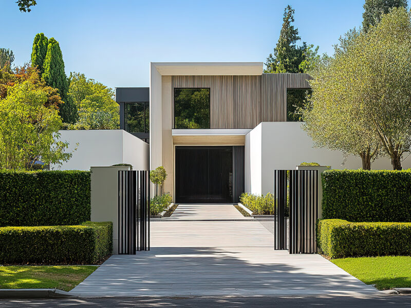 Contemporary House Design with Hedge Garden